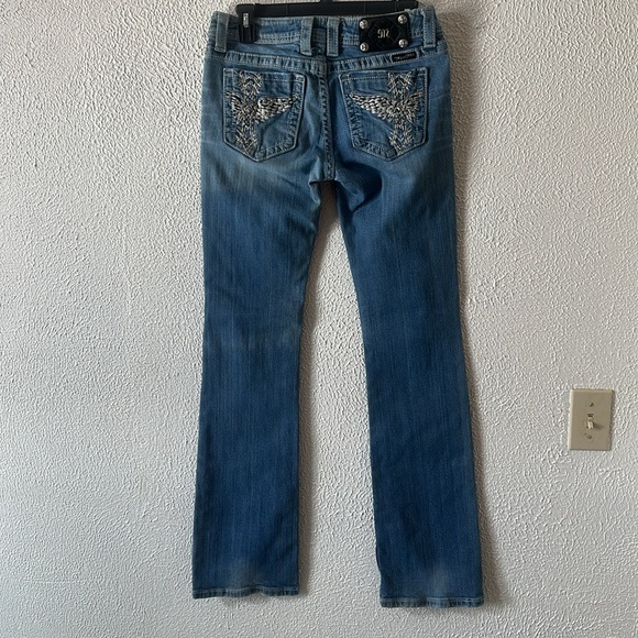 Miss Me Denim Boot Cut Jeans with Silver Embroidery - Picture 4 of 15